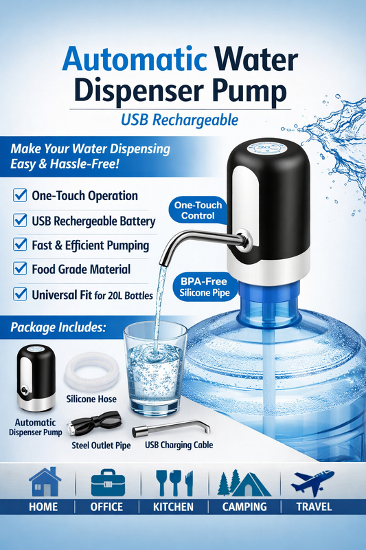 Automatic Water Dispenser Pump for 20L Bottle – USB Rechargeable Portable Water Pump