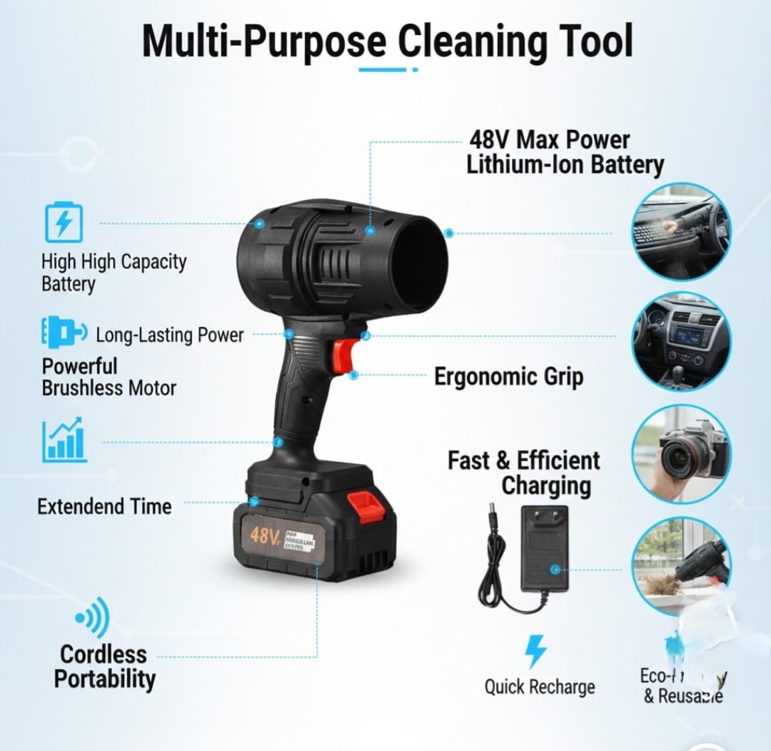 48V High-Power Cordless Air Blower – Heavy Duty Portable Cleaning Tool