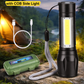 Rechargeable LED Torch Light with COB Side Light – High Power Emergency Flashlight with USB Charging & Storage Case